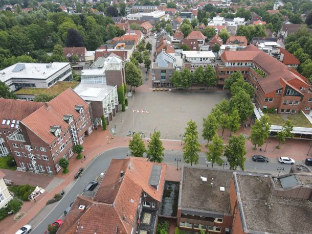 Blick auf den Pferdemarkt aus der Vogelperspektive.